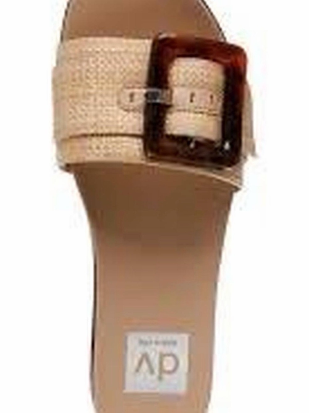 Beige Slide Sandal with Tortoiseshell Buckle